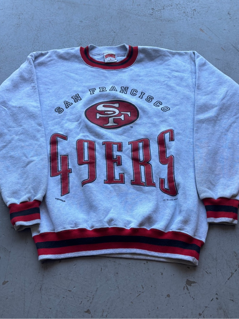 San Francisco 49ers White and Red Crewneck Sweatshirt